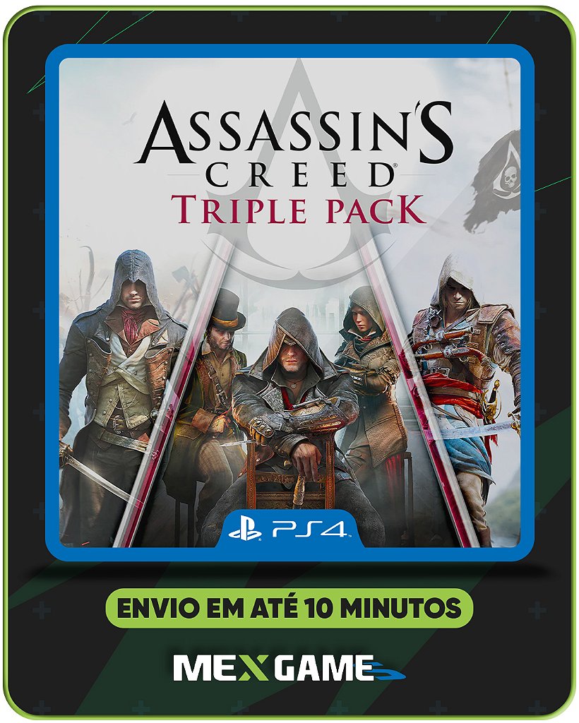 ASSASSINS CREED TRIPLE PACK BLACK FLAG, UNITY, SYNDICATE - PS4 - MÍDIA DIGITAL