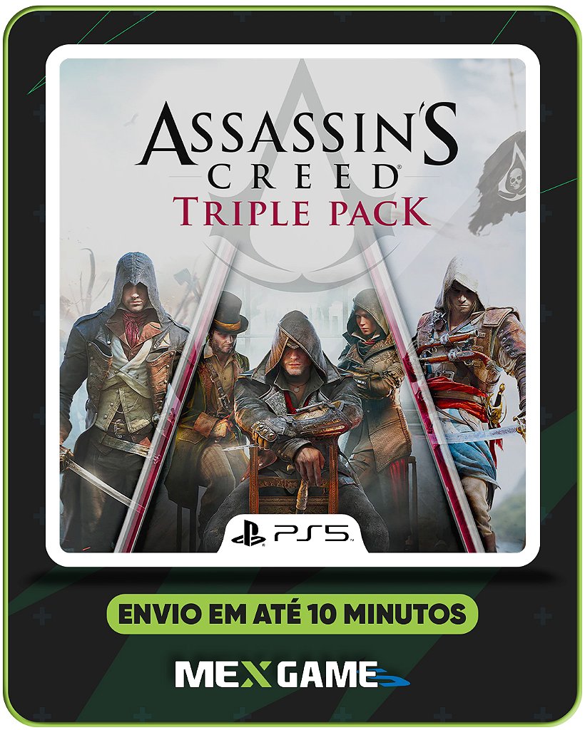 ASSASSINS CREED TRIPLE PACK BLACK FLAG, UNITY, SYNDICATE - PS5 - MÍDIA DIGITAL