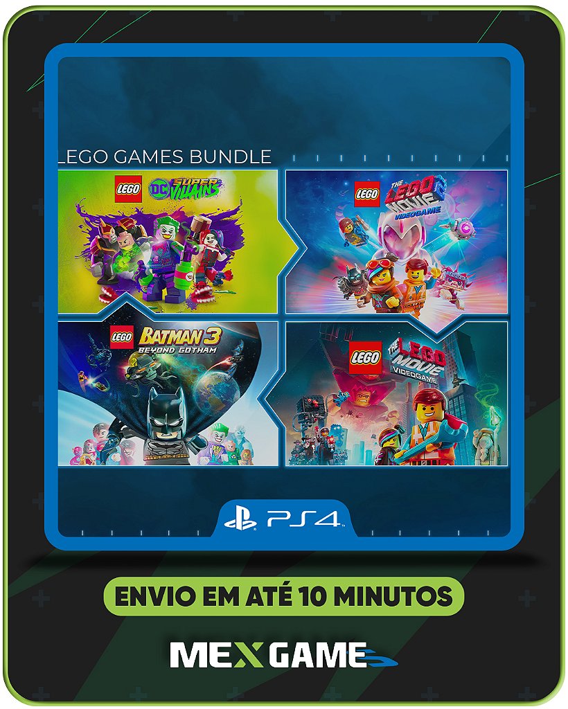 CONJUNTO DE JOGOS LEGO SUPER VILÕES, BATMAN 3, UMA AVENTURA LEGO 1 E 2 - PS4 - MIDIA DIGITAL