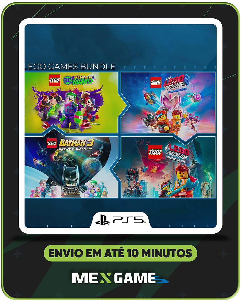 CONJUNTO DE JOGOS LEGO SUPER VILÕES, BATMAN 3, UMA AVENTURA LEGO 1 E 2- PS5 - MIDIA DIGITAL