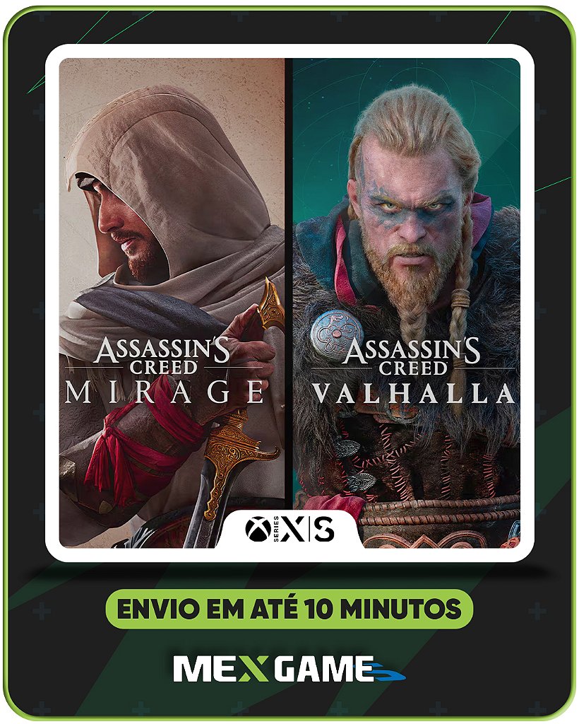 PACOTE ASSASSIN’S CREED MIRAGE E ASSASSIN'S CREED VALHALLA - XBOX SERIES X|S - MÍDIA DIGITAL
