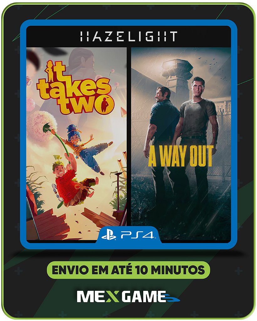 PACOTE HAZELIGHT (IT TAKES TWO + A WAY OUT) - PS4 - MÍDIA DIGITAL